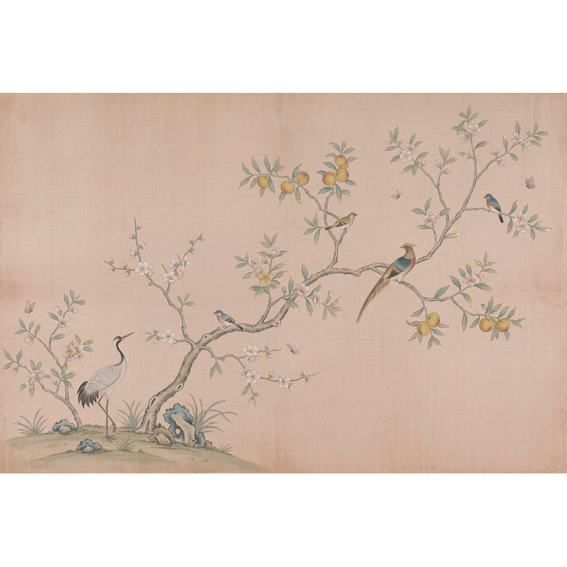 Papier peint chinois avec grue amovible, Non tissé, 140 po x 108 po