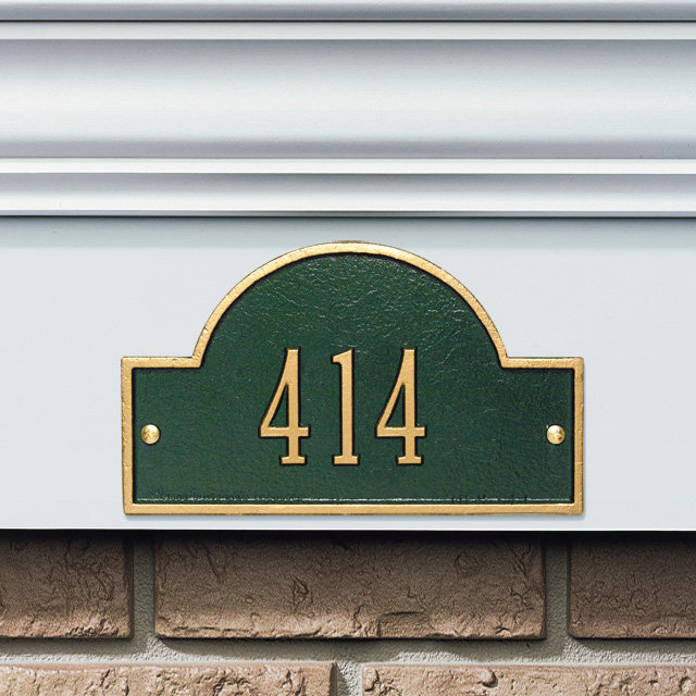 Plaque d'adresse murale 1 ligne, Vert et or, Oui