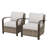 Patio Brown Wicker Lounge Chair, Metal Curved Armrest, Cushion (Set of 2)-122016607