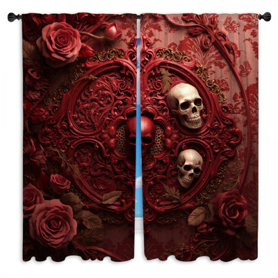Rideaux de fenêtre Red Skull Roses