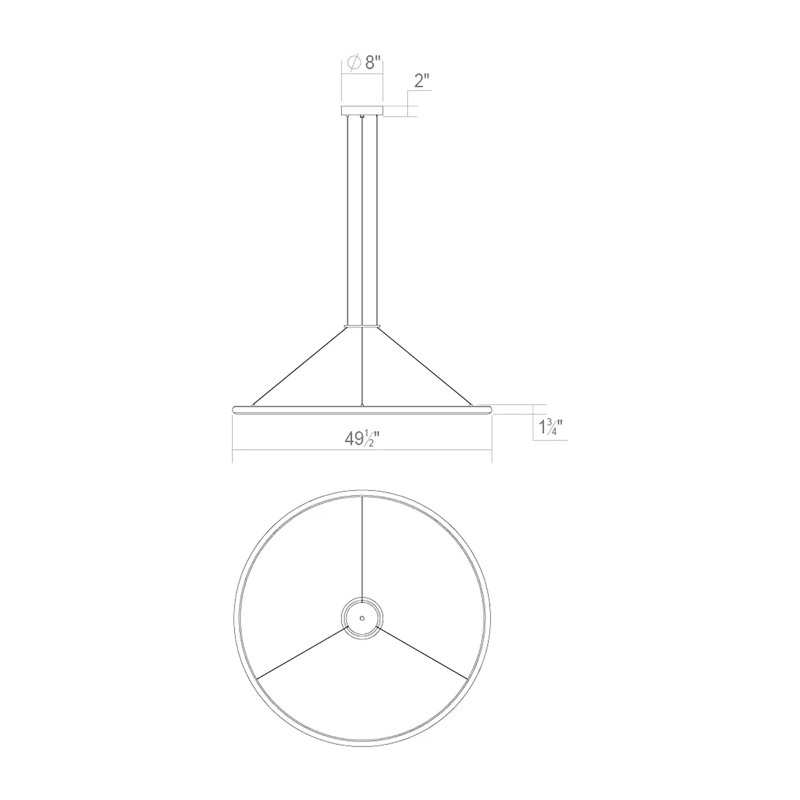 Luna 2 - Light LED Pendant, 2700K, Bright Satin Aluminum, 1.5" H x 49.5" W x 49.5" D
