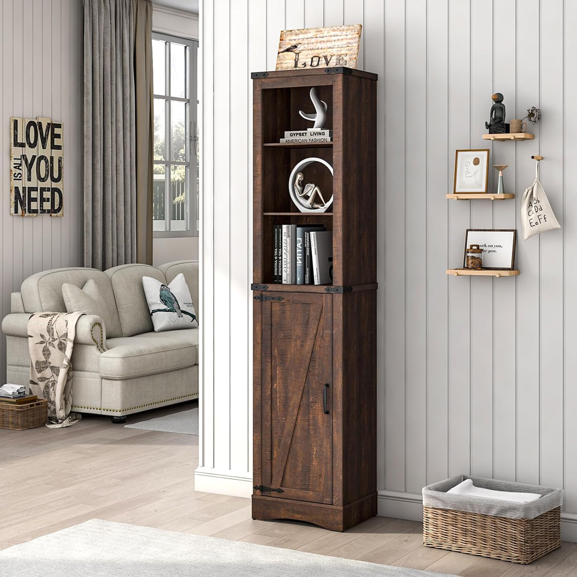 Gracie Oaks Freestanding Linen Bathroom Cabinet | Wayfair