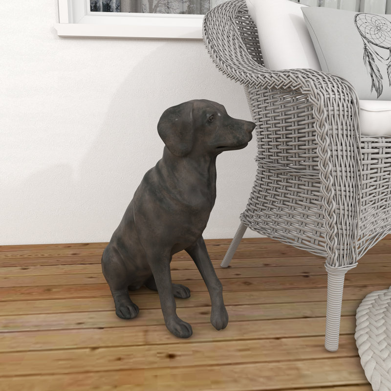 Sculpture polystone brune décorative pour chien