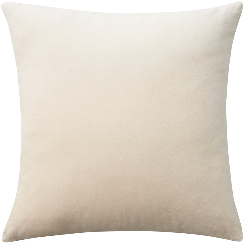 Beige Velvet 20" Square Throw Pillow