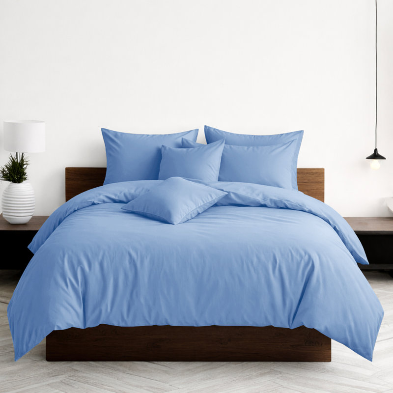 Luxury 3-Piece Dyed Duvet Cover Set With Pillowcases, Super King Duvet Cover Set + 2 Pillowcases, Light Blue