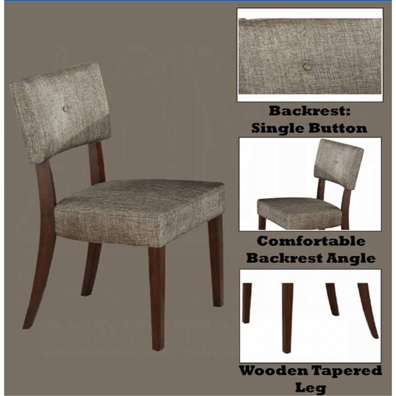 Ensemble de 2 chaises d'appoint en tissu gris et finition espresso