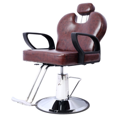Hydraulic Barber Chair for Salon and Barbershop, Brown PU Leather Styling Seat