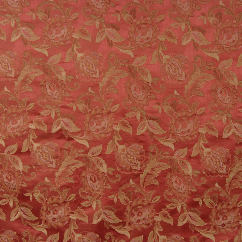 Premier Floral/Foliage Silk Performance Fabric, Burgundy/Red