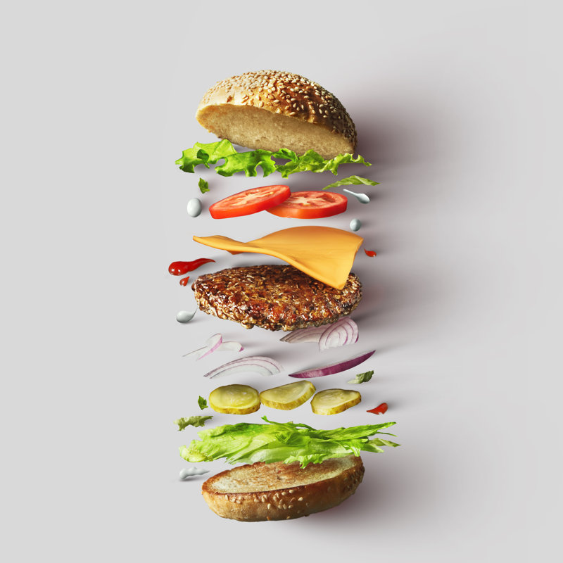 Burger Ingredients by ArtJazz - Wrapped Canvas Print, 30cm H x 30cm W