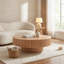 Table basse tambour moderne et luxueuse FFZ 35 po avec plateau en pierre frittée et pied central en MDF noyer-137259635-137259639