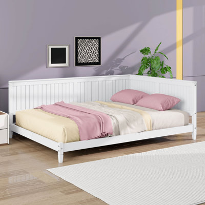 Lit de jour en bois pleine grandeur, cadre de canapé-lit moderne avec lattes de bois pour la chambre d'amis du salon, aucun sommier nécessaire