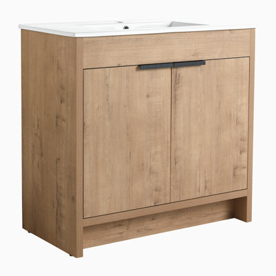 36" Freestanding Bathroom Vanity With White Ceramic Sink & 2 Soft-Close Cabinet Doors ((KD-PACKING),BVB02436IMO-F-BL9090B