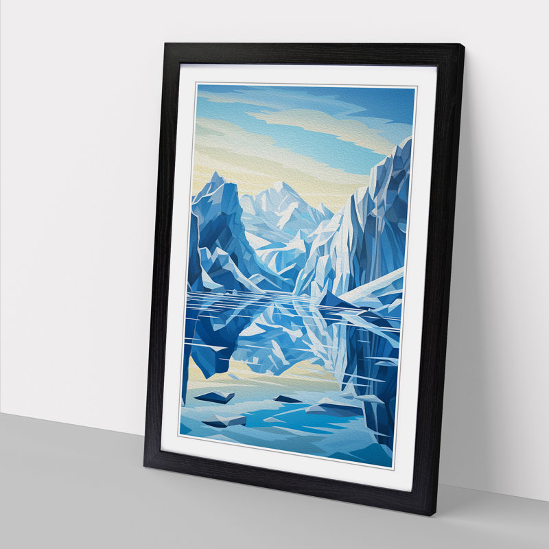 Glacier Art Deco - Framed Print, 64cm H x 46cm W x 2cm D, Black