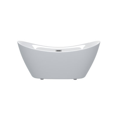 59 "Acrylic Freestanding Tub, Gloss White,  With Chrome Overflow And Pop-Up Drain, CUPC Certified