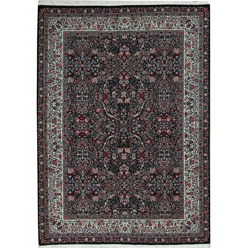 Tapis noir de haute qualité noué à la main