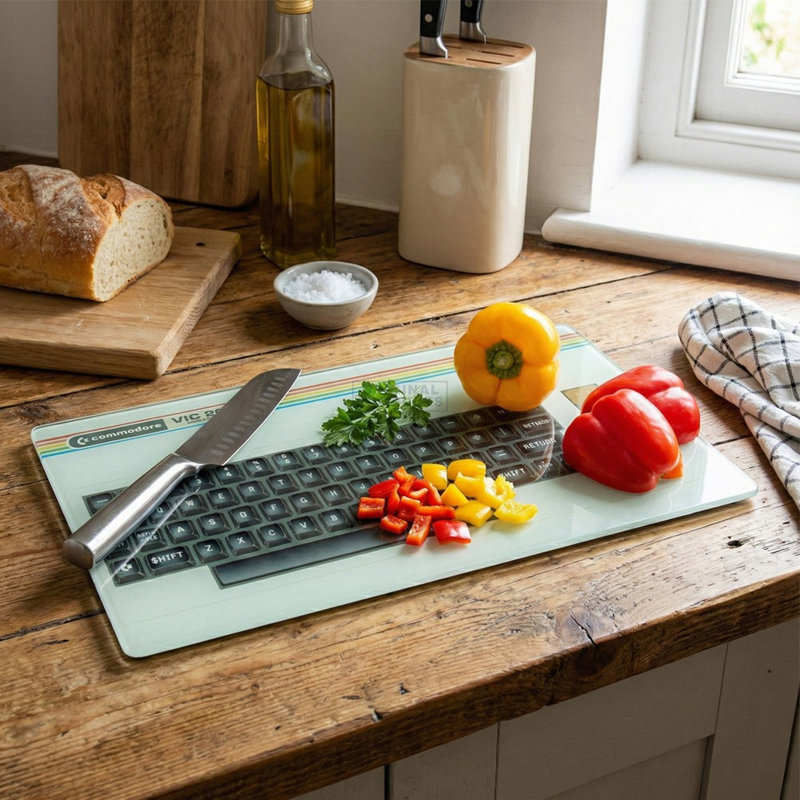 Jeray Retro Vic20 Keyboard Glass Chopping Board