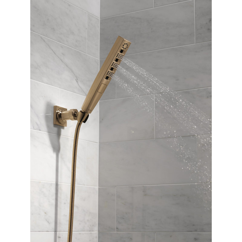Pomme de douche murale Tetra H2Okinetic, douche à main à 4 réglages, douche à main avec boyau, Or