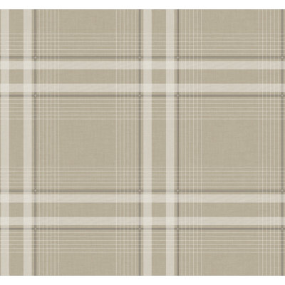Country Club Plaid Taupe Faux Linen Wallpaper