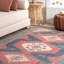 Tapis oriental bleu / orange tissé à plat à la main Mjej-1048926529