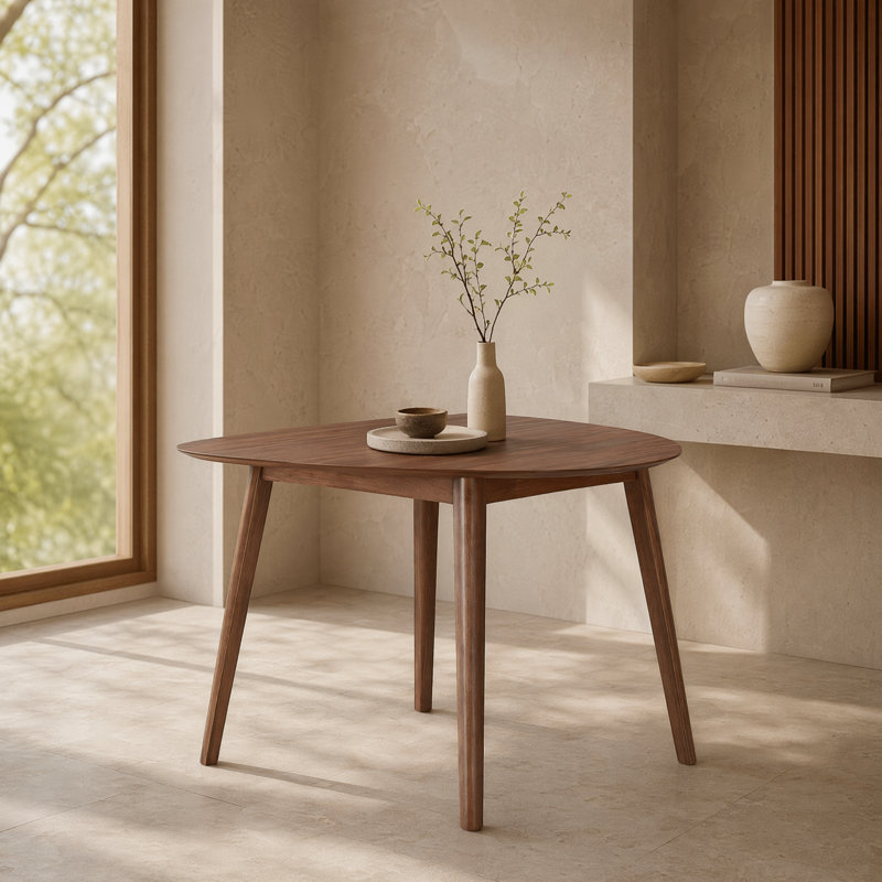 Solid Wood Corner Dining Table, Walnut