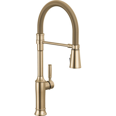 Renaldi Pro Style Commercial Kitchen Faucet, Pull Down Sprayer Kitchen Sink Faucet Brushed Gold