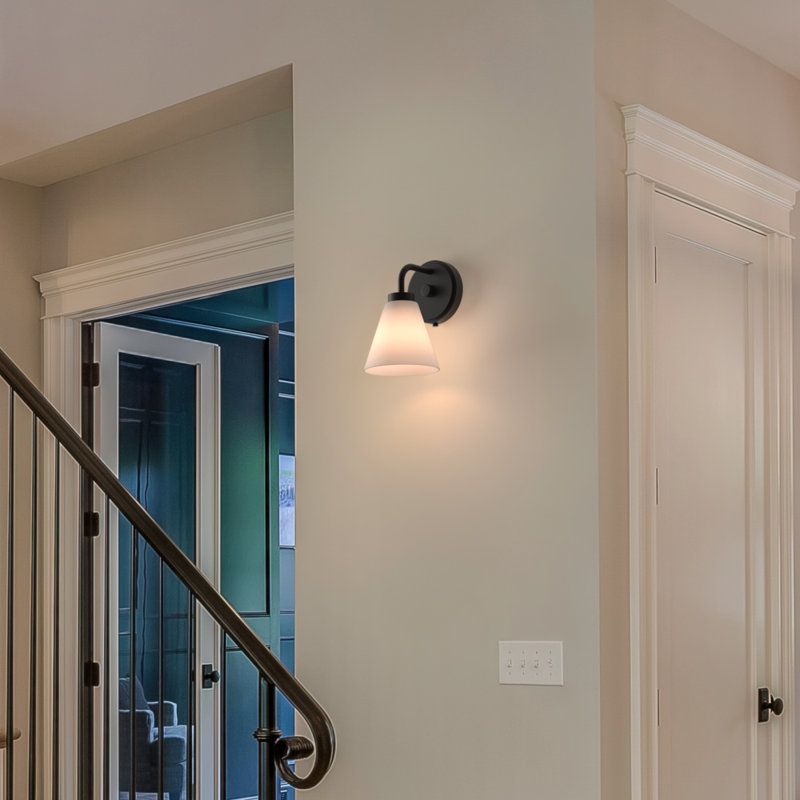 Wynridge Plug & Play 1-Light Wall Sconce in Transitional and Modern Style-9.25 Inches Tall and 6 Inches Wide, Matte Black