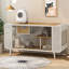 Maison pour chat 55,12 po avec verre trempé, pour le salon, le couloir, le bureau et d'autres espaces (blanc)