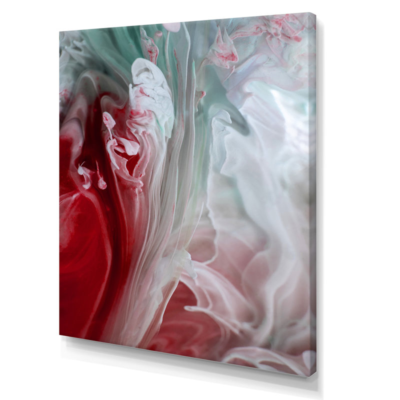 Art mural liquide en rouge et vert - décoration murale moderne en toile, Toile tendue, H 8 po x l 12 po x P 1 po