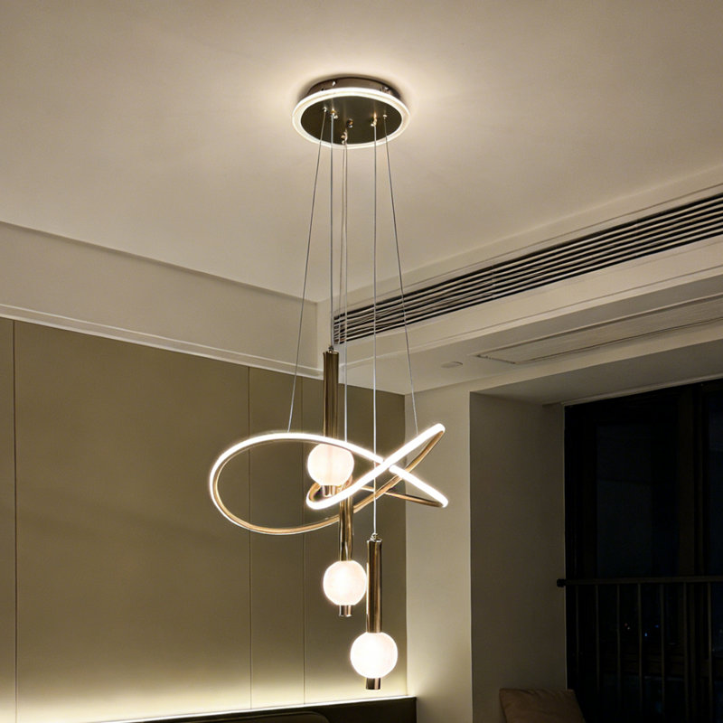 Lustre en grappe moderne à 3 lumières avec 3 lumières DEL