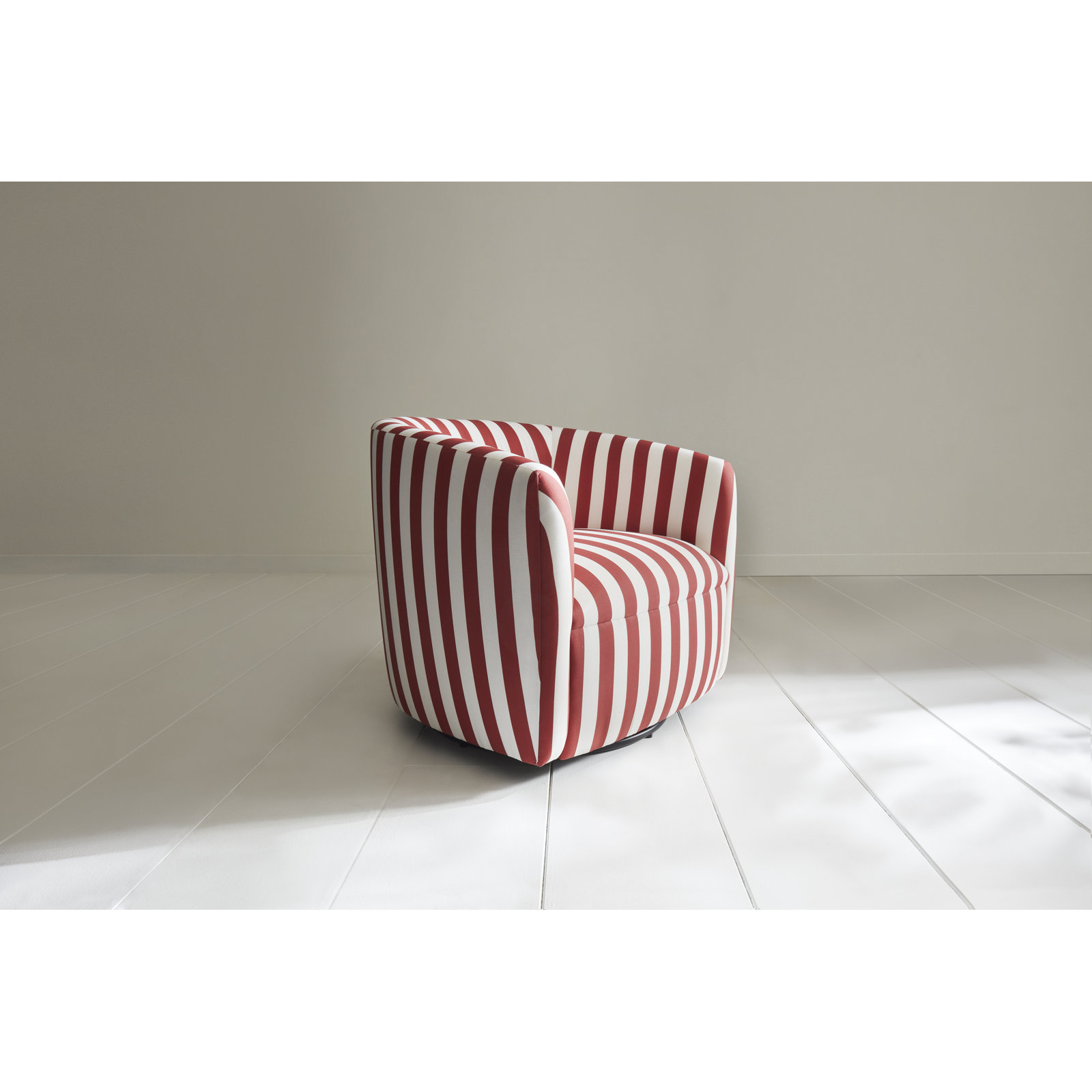 Marita Swivel Barrel Chair, Canopy Stripe Red