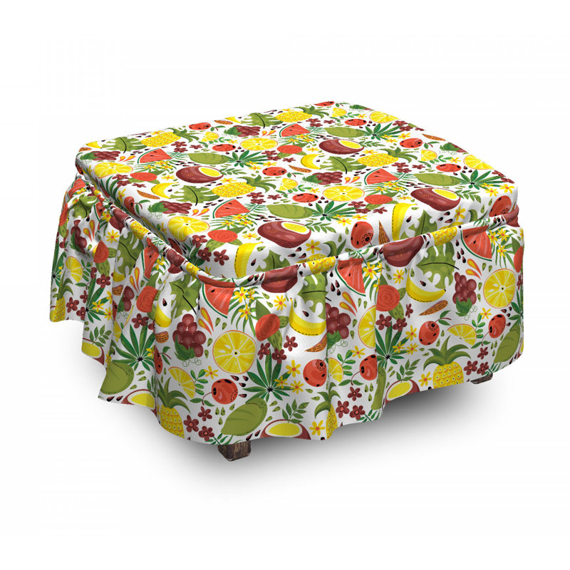 Housse pour repose-pieds à fleurs tropical fruits