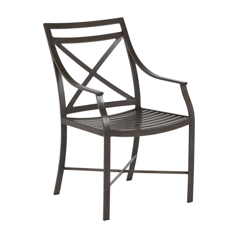 Monaco Patio Dining Armchair with Cushions, Rollo Lace InsideOut® Linen, Welt, Slate Gray