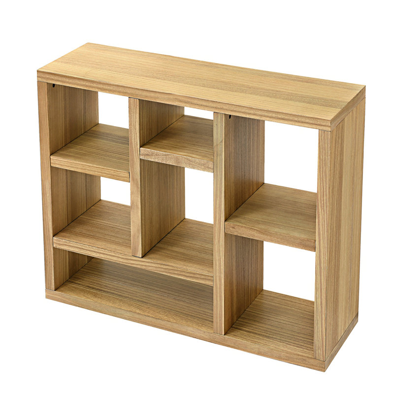 Open Wooden Open Shelf Bookcase, Freestanding Display Storage Cabinet With 7 Cube Storage Spaces, Floor Standing Bookshelf, Entryway, Living Room Storage Cabinet