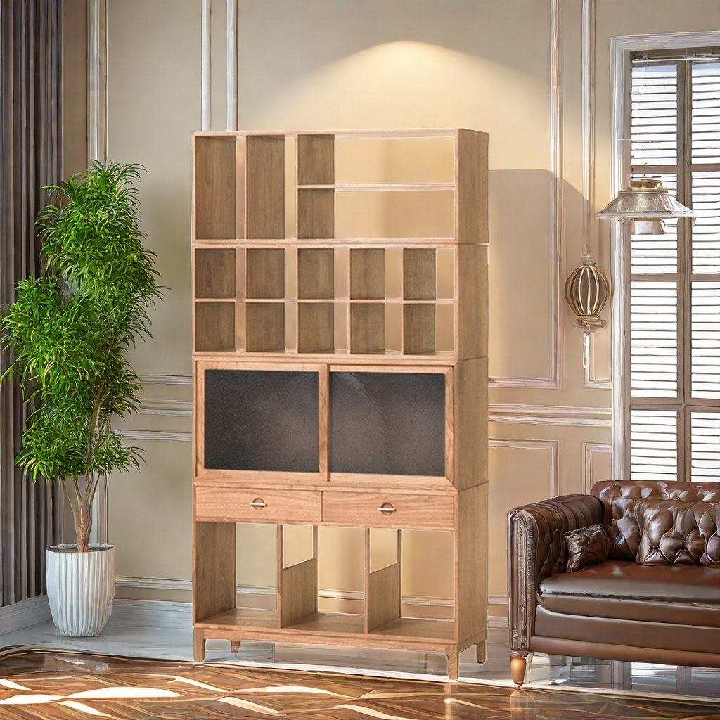 Lineyinmer New Chinese style solid wood simple bookcase Wayfair