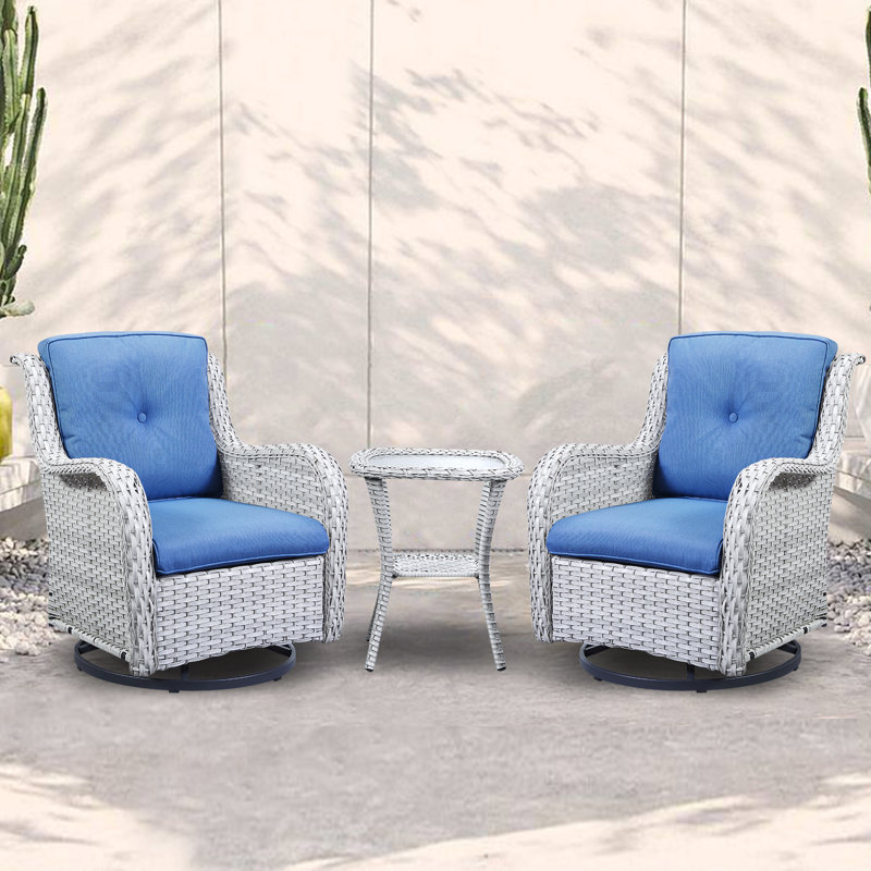 Chaises longues d'extérieur pivotantes en osier Tonry