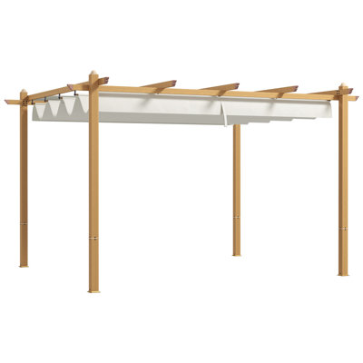 10 Ft.W x 13 Ft. D Steel Pergola with Canopy,wood