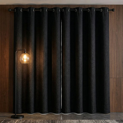 Black High-Light-Blocking And Heat-Insulating Perforated Curtains Offer Powerful Light Blocking And Noise Reduction, Providing Comprehensive Privacy Protection. Suitable For Nurseries, Bedrooms, Living Rooms, And Classrooms, Creating A Tranquil And Comfo