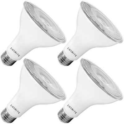 11 Watt (75 Watt Equivalent), PAR30 LED, Dimmable Light Bulb,  E26/Medium (Standard) Base -  Luxrite, LR31606-4PK