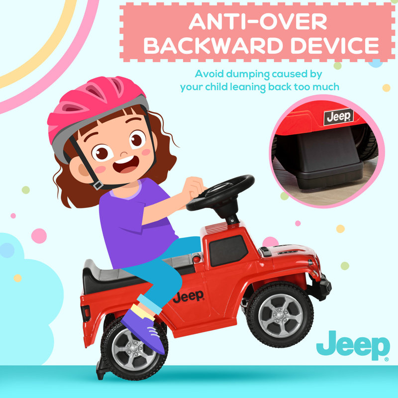 Red Toddler Ride-On Jeep with Engine Sounds