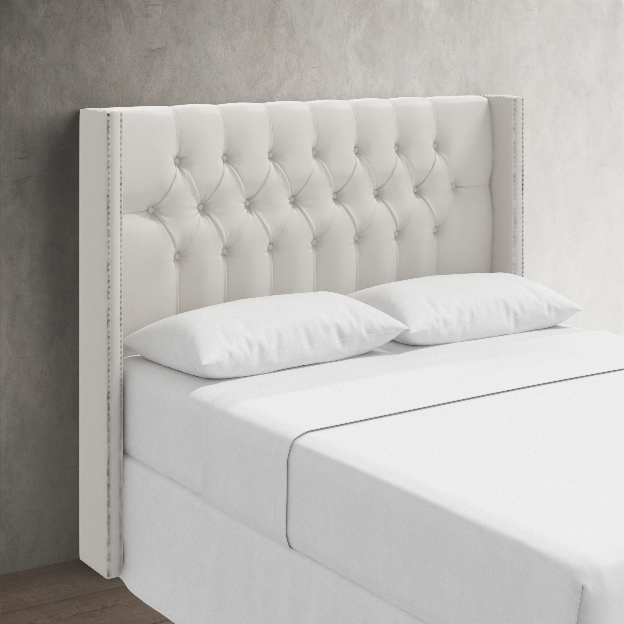 Knighten Upholstered Headboard, Twin, Bella Light Gray Performance Velvet