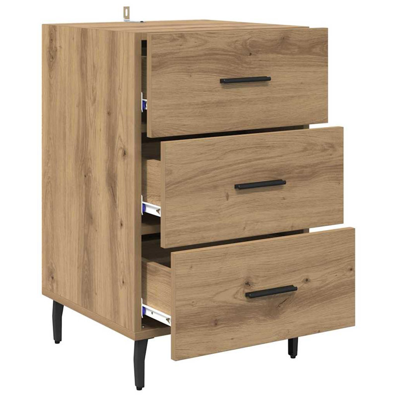 40cm W Manufactured Wood Bedside Table, Artisan Oak