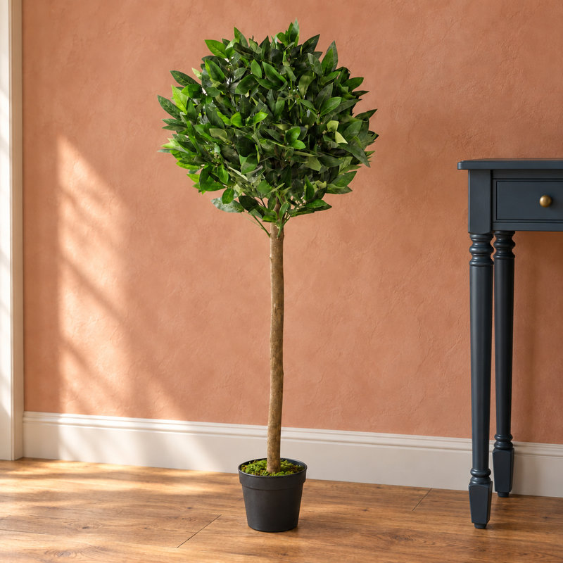 120 cm H Faux Palm and Boxwood Tree Plant in Plastic Pot Liner