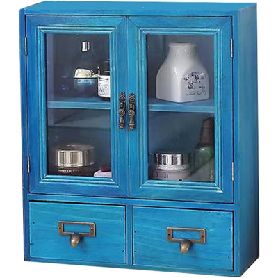Vintage Mini Wood Counter Top Cabinet,Display Case With O...