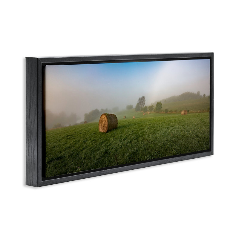 «Hay Bales Country Horizon» par Marty Hulsebos, Cadre flottant noir de jais, H 14 po x l 31 po