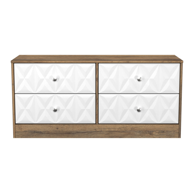 Ceinwen 115cm W 4 - Drawer Chest of Drawers, White Matt/Vintage Oak