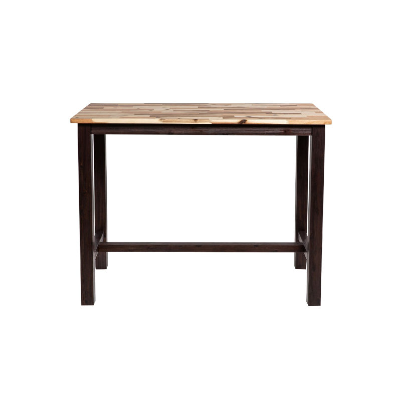 Table de pub Amber, plateau rectangulaire de 47 pouces, base à tréteaux brun espresso
