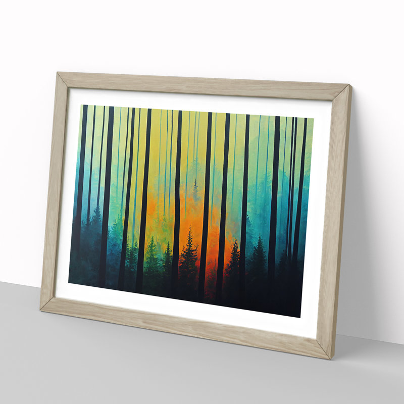 Summer Forest Painted Vol.2 - Single Picture Frame Painting, 25cm H x 34cm W x 2cm D, Oak
