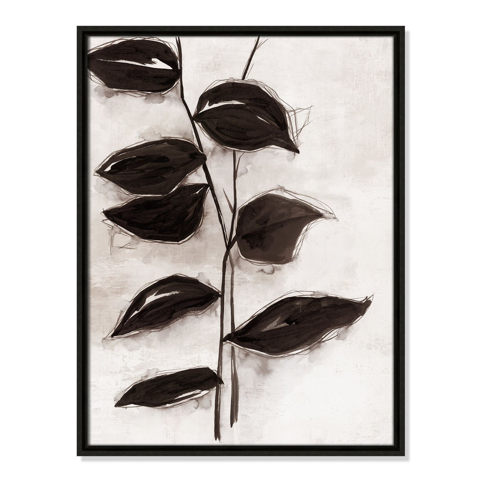 Leaves "Leaves I" Print, 25.5" H x 19.5" W x 2" D, Espresso Framed
