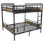 Grand lit superposé en métal au dessus d'un grand lit, lits superposés détachables industriels avec garde-corps pour adolescents, noir
