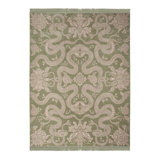 Anaconda Machine Woven Wool Oriental Area Rug in Sage/Dusky Pink